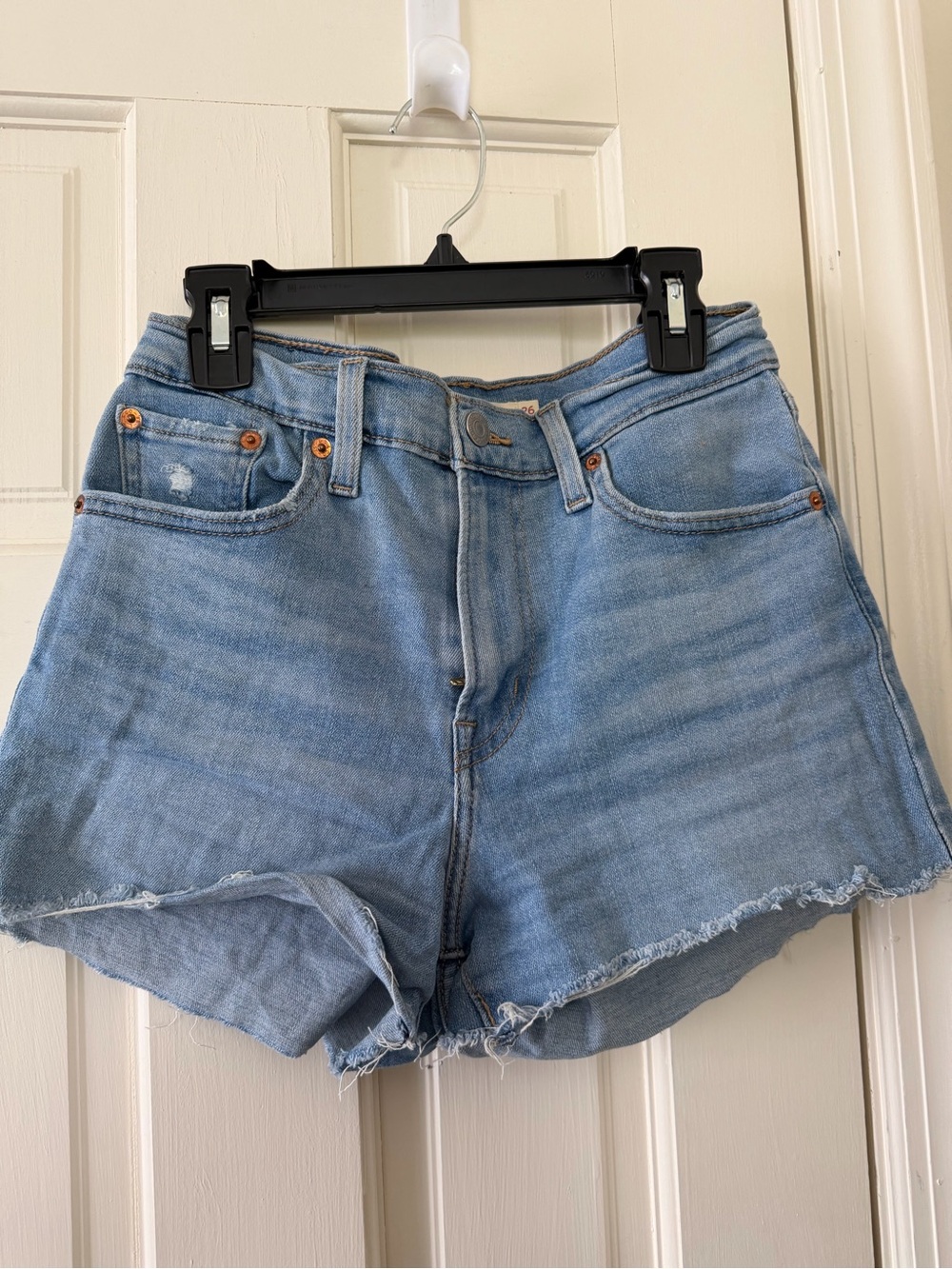 Levi's Light Blue Frayed Hem Denim Cutoff Shorts
